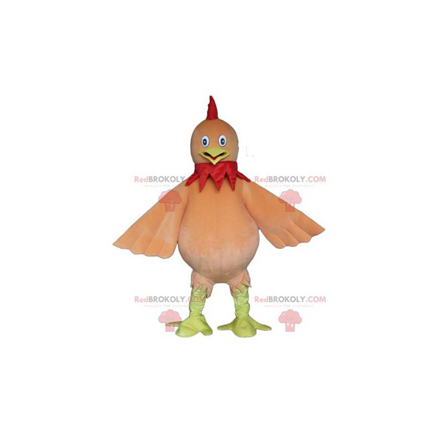 Mascote pássaro pombo gigante amarelo e marrom vermelho -