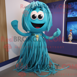 Cyan spaghetti maskot...