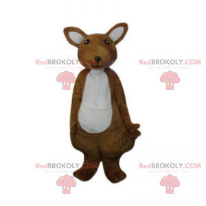 Mascote canguru marrom e branco pequeno - Redbrokoly.com