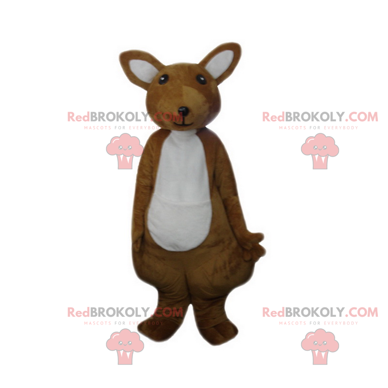 Mascote canguru marrom e branco pequeno - Redbrokoly.com