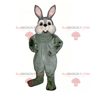 Mascotte de petit lapin gris et joues blanches - Redbrokoly.com