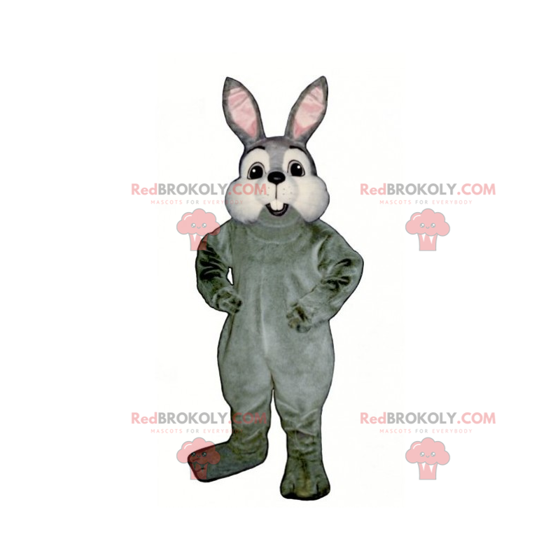 Mascote coelhinho cinza e bochechas brancas - Redbrokoly.com