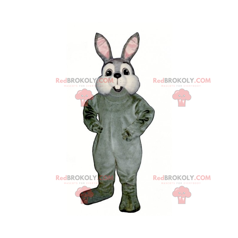 Mascotte de petit lapin gris et joues blanches - Redbrokoly.com
