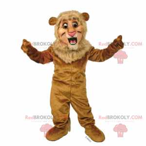 Leão pequeno mascote com crina pequena - Redbrokoly.com