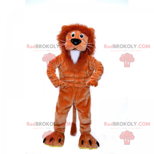 Mascotte de petit lion marron et blanc - Redbrokoly.com