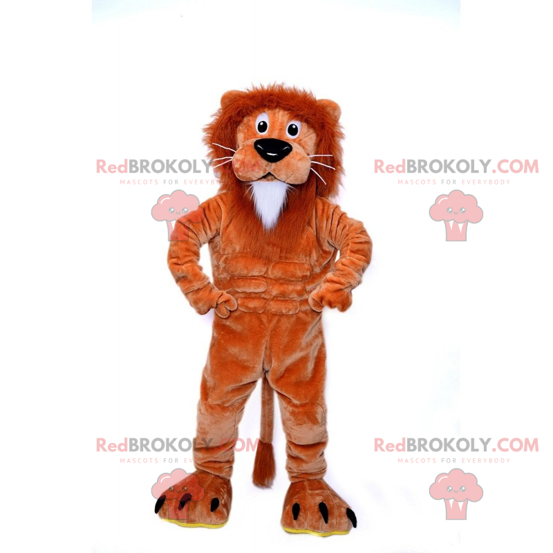 Kleine bruine en witte leeuw mascotte - Redbrokoly.com