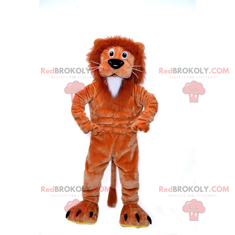 Mascotte piccolo leone marrone e bianco - Redbrokoly.com