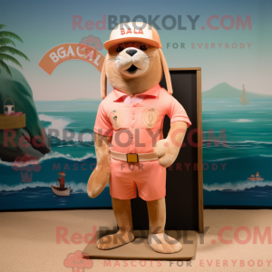 Peach Sea Lion mascot...