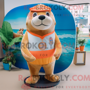 Peach Sea Lion mascot...