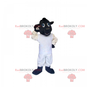 Mascotte de petit mouton noir et blanc - Redbrokoly.com