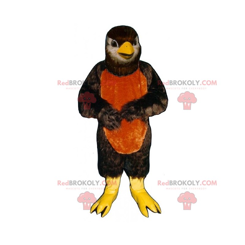 Mascotte de petit oiseau au ventre bicolore - Redbrokoly.com