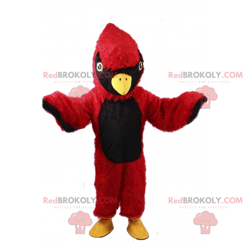 Maskot liten röd och svart fågel - Redbrokoly.com