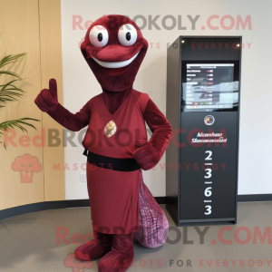 Maroon Snake maskot kostume...