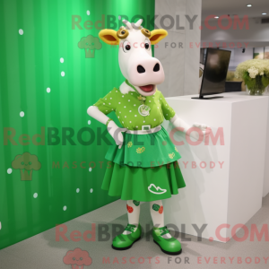 Grøn Jersey Cow maskot...