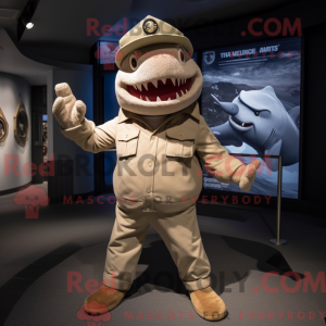 Tan Shark maskot kostume...