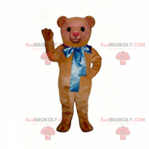 Little teddy bear mascot with big blue bow - Redbrokoly.com