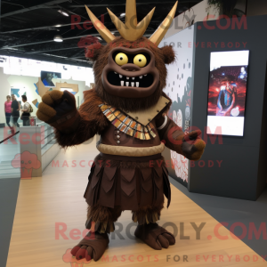 Brun Samurai maskot kostume...
