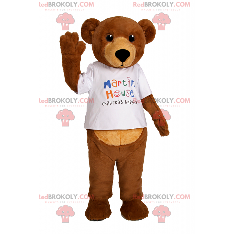 Mascotte de petit ourson avec tee-shirt blanc - Redbrokoly.com