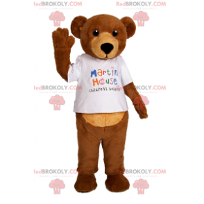 Kleine beer mascotte met wit t-shirt - Redbrokoly.com