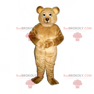 Kleine beige teddybeer mascotte met blauwe ogen - Redbrokoly.com