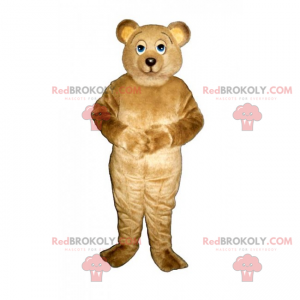 Mascotte de petit ourson beige aux yeux bleus - Redbrokoly.com