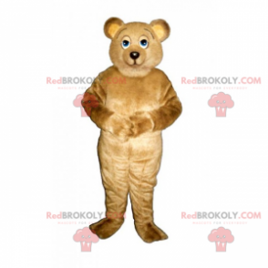 Kleines beige Teddybär Maskottchen mit blauen Augen -