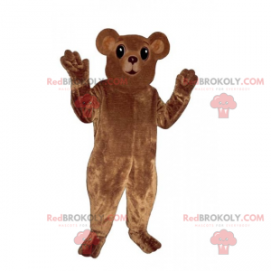 Mascotte de petit ourson brun avec oreilles rondes -