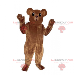 Mascotte piccolo orso bruno con orecchie rotonde -