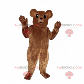 Mascotte de petit ourson brun avec oreilles rondes -
