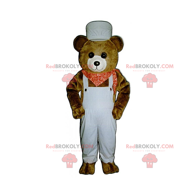 Mascote ursinho marrom com macacão e lenço - Redbrokoly.com Mascote ursinho marrom com macacão e lenço - Redbrokoly.com