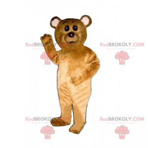 Kleine bruine beer mascotte en witte oren - Redbrokoly.com