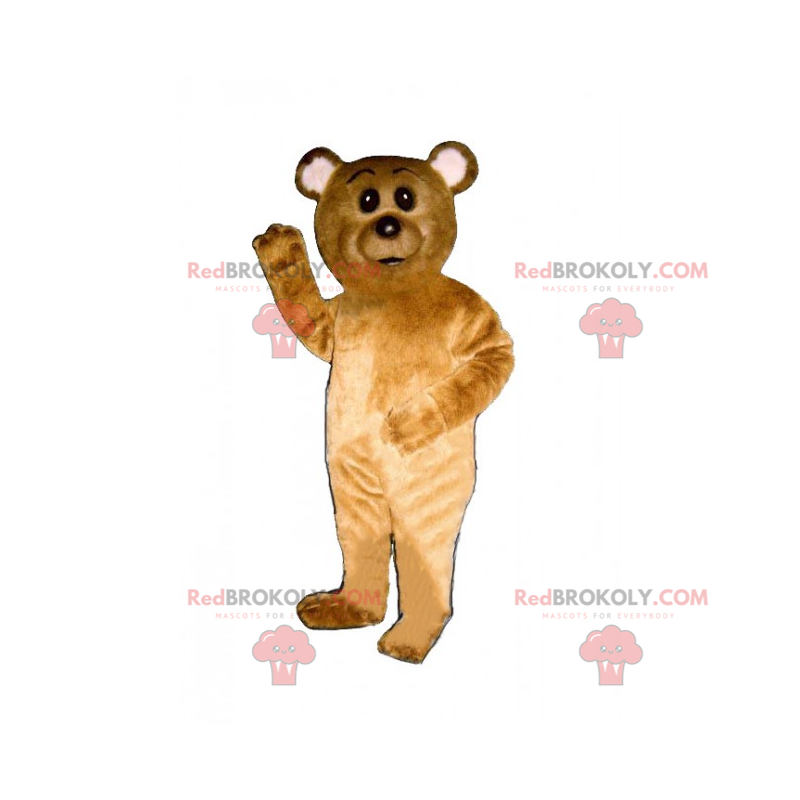 Mascot lille brun bjørn og hvide ører - Redbrokoly.com
