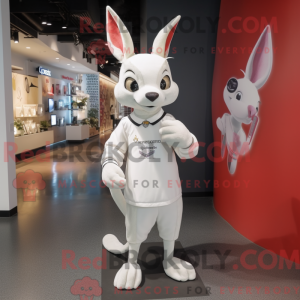 Hvid kænguru maskot kostume...