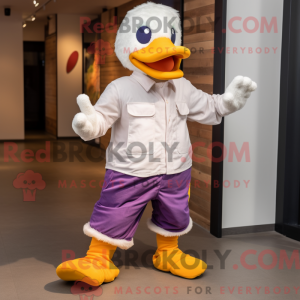 Paarse eend mascottekostuum...
