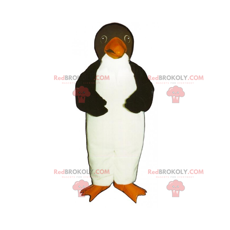 Liten pingvinmaskot med orange näbb - Redbrokoly.com