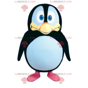 Kleines rundes Pinguinmaskottchen mit rosa Füßen -