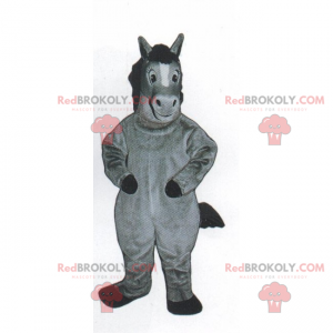 Kleine grijze pony mascotte - Redbrokoly.com