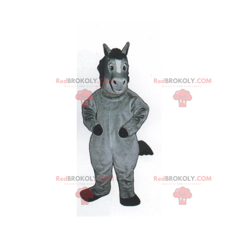 Malý šedý poník maskot - Redbrokoly.com
