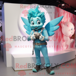 Cyan Cupid-maskotdraktfigur...