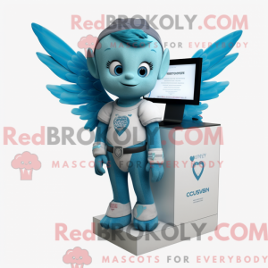 Cyan Cupid-maskotdraktfigur...