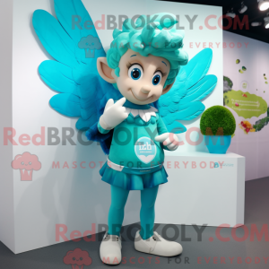 Cyan Cupid-maskotdraktfigur...