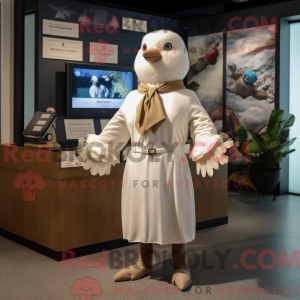 Beige Dove maskot kostume...