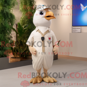 Beige Dove maskot kostume...