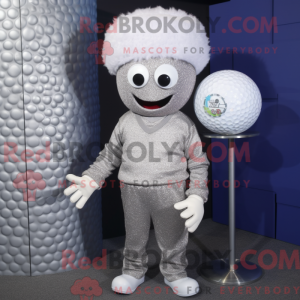 Sølv golfbollmaskot drakt...