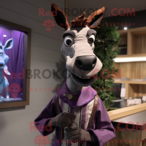 Purple Okapi mascot costume...
