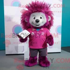 Magenta Piggsvin maskot...
