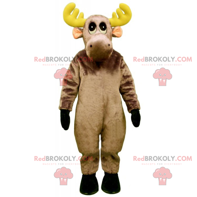 Little reindeer mascot with yellow antlers - Redbrokoly.com