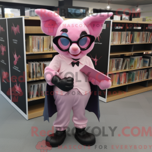 Pink Bat maskot kostume...