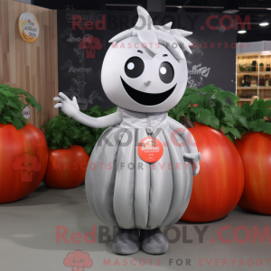 Sølv tomat maskot kostume...