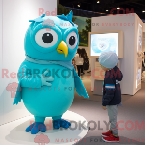 Maskotdraktfigur Cyan Owl z...